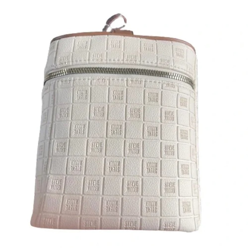 NWT Oatmeal & Tan Steve Madden Embossed Cosmetic Bag with Pouch - Picture 9 of 10